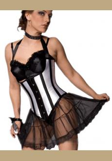 Trinity Black White Underbust Corset with Lace Skirt